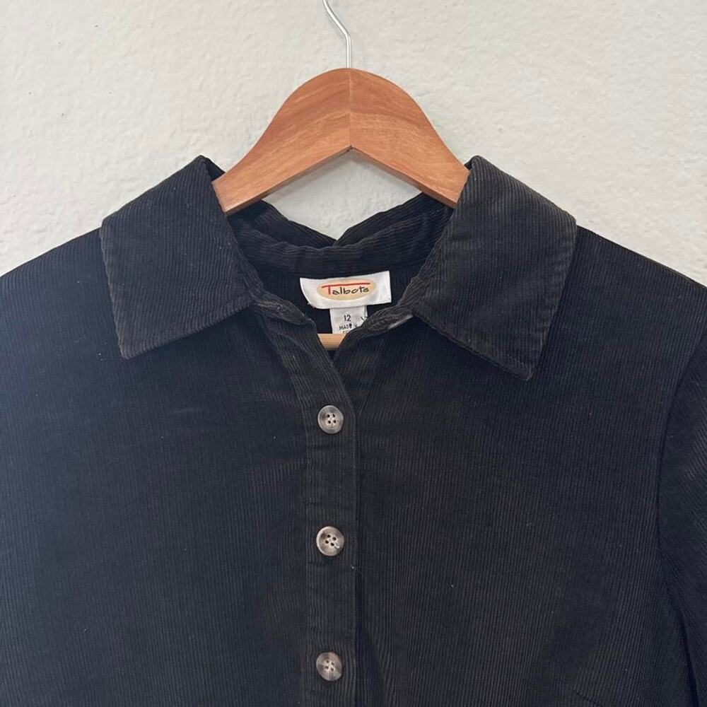 Dark brown corduroy button up dress